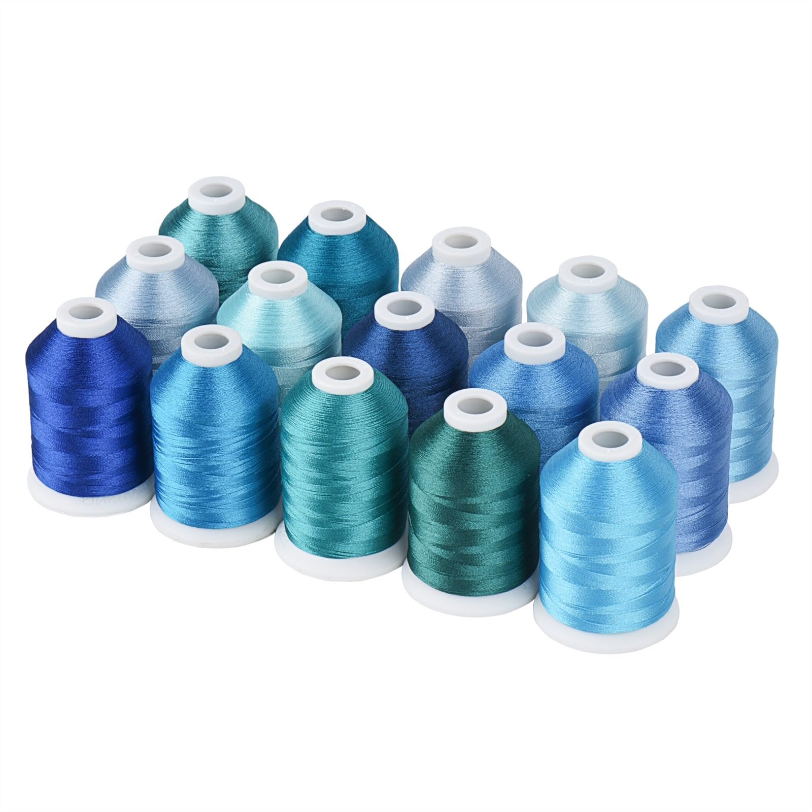 Stickgarn Stickmaschinengarn, 15 Optionen, 15 Farben, Set, Polyester, 40 WT, 120D-Garn for Stickmaschinen-Nähmaschine.(Blue)