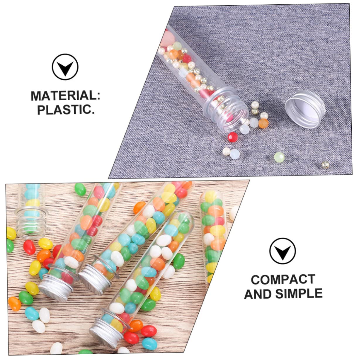 Beaupretty 50 Piezas Botella de Tubo de Ensayo para Baño y Dulces Transparente Tubos de Almacenamiento de Pet de Ensayo