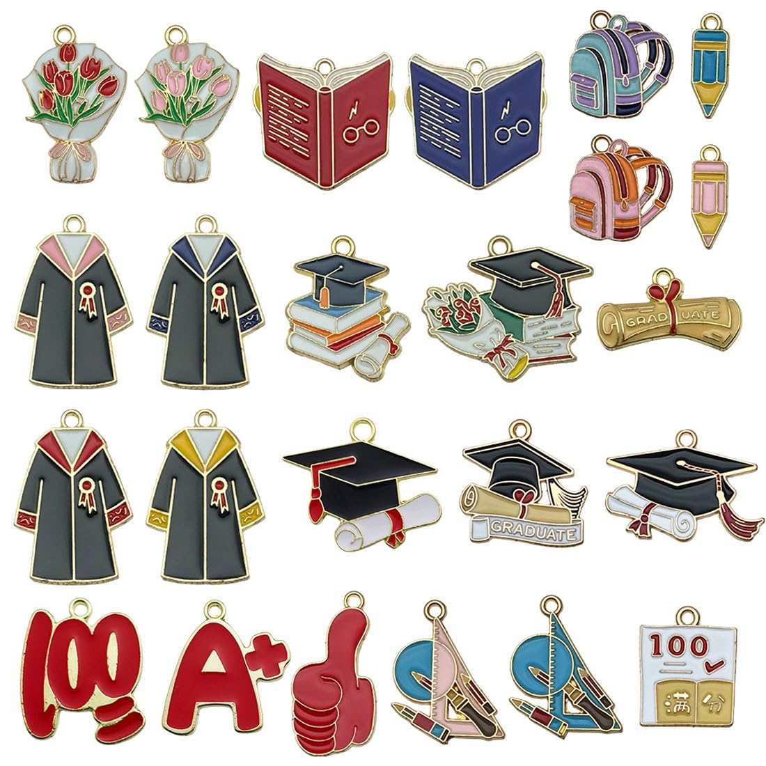 Set 30 Ciondoli Laurea Rossi - Charms Per Bomboniere E Regali Con Cappello Da Laurea - Foto 9