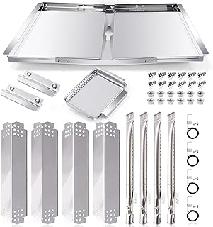 Grill Grease Tray Replacement Parts for Nexgrill 4 Burner 720-0830H, 720-0783E, 720-0888, 720-0888N, 720-0830A, Adjustable 24''-30'' Gas Grill Drip Pan, Heat Plates Shield, Burner Tubes and Igniters.