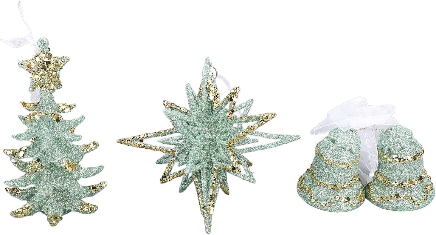 Xmas Tree Hanging Ornaments Innovative Festive Design Holiday Decorative Bell Star Pendant for Home Shopping Malls Offices Made of Durable PP Material 3pcs Set