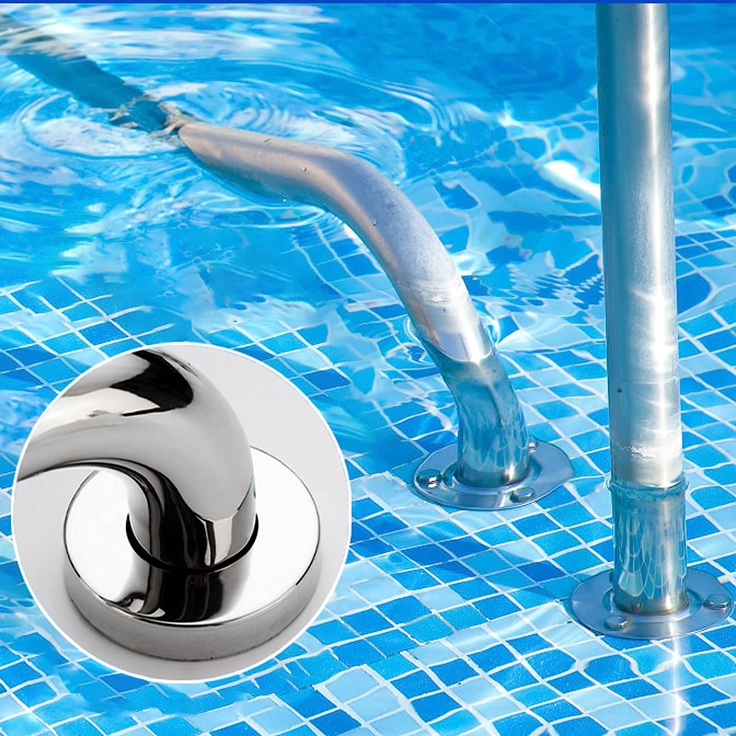 Barandilla de Seguridad para Piscinas, pasamanos, asideros, barandilla para Piscinas Interiores y Exteriores, barandilla de Acero Inoxidable 304 con Accesorios de Montaje.