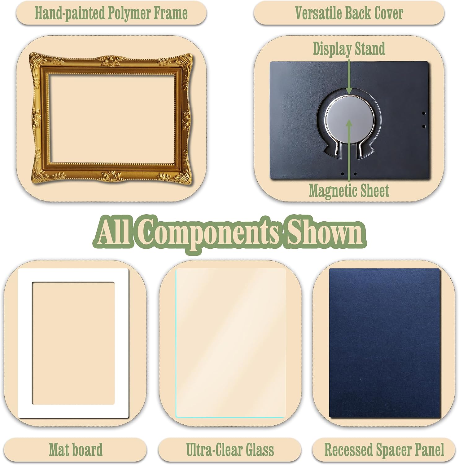 2 Pcs Magnetic Picture Frames For Refrigerator Wallet Size (Gold)