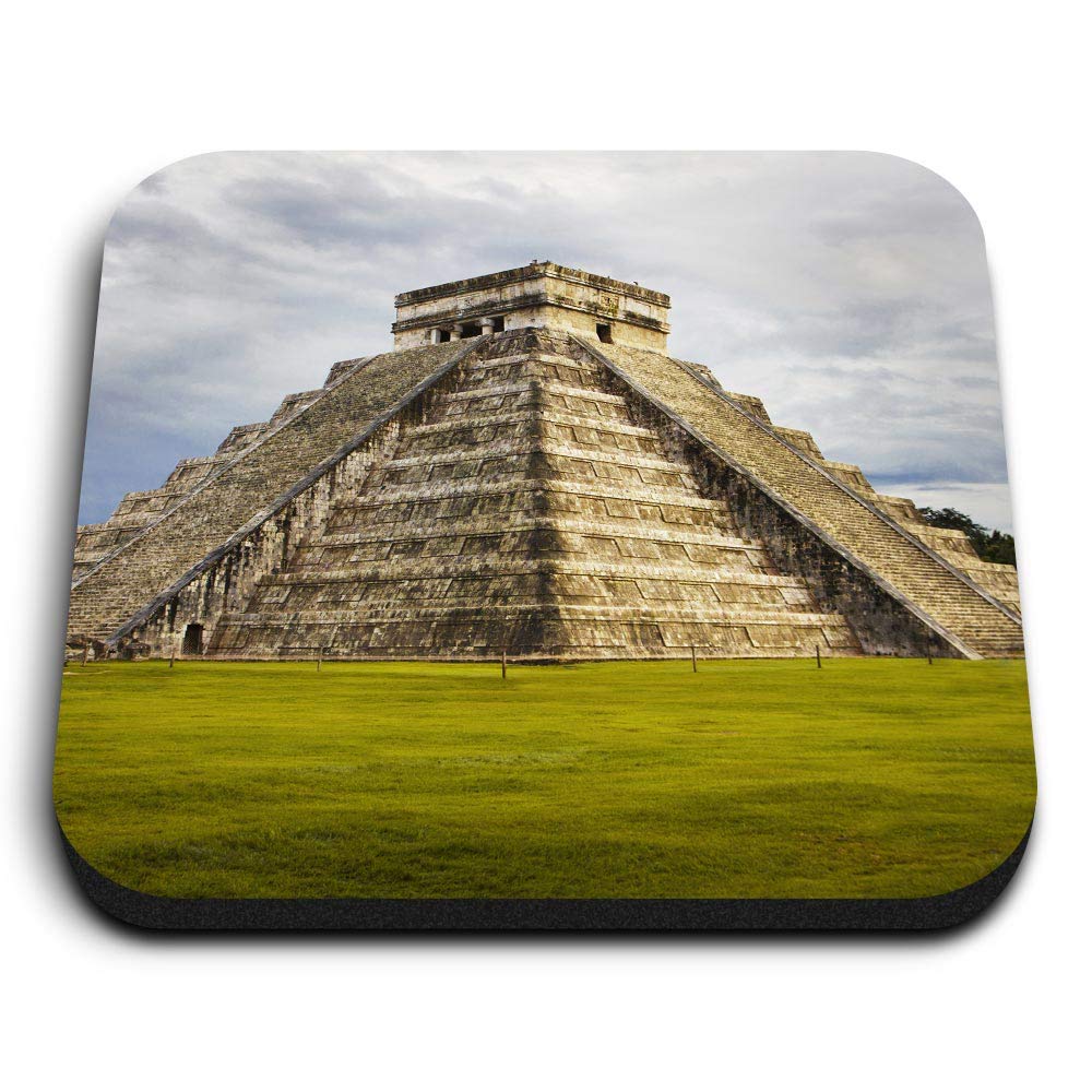 Destination Vinyl Ltd Multicolor 1 X Square Mdf Fridge Magnet - Chichen Itza Temple Maya Mexico 8877