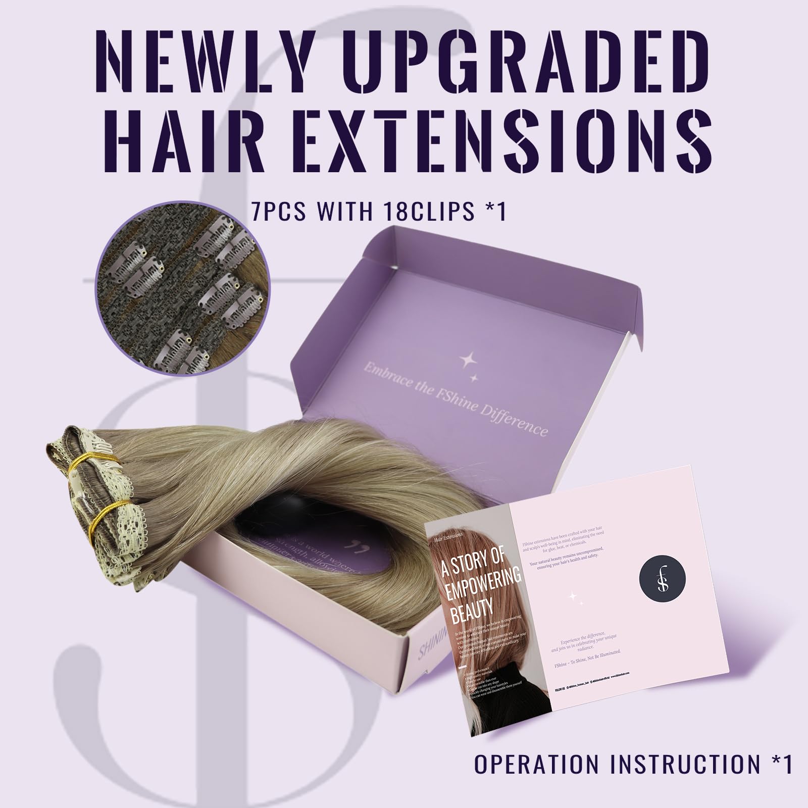 Fshine Extension Clip 120g 40cm Extension Capelli Veri Lisci Colore Sporco Blond Highlights Bleach Blond Balayage Clip in Capelli Double Weft Hair