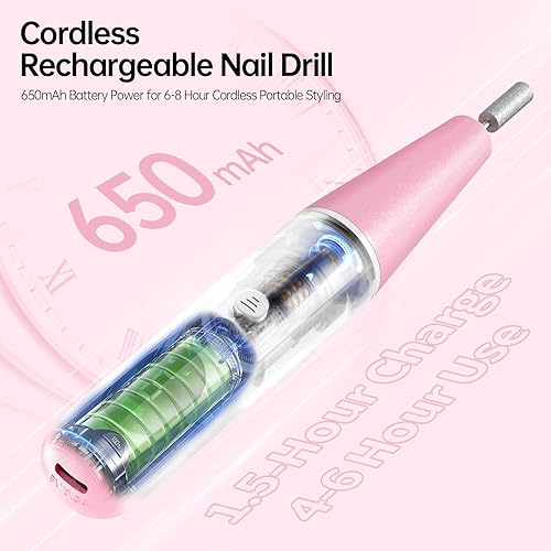 Miniatura 2 de Kit de taladro eléctrico profesional para uñas, lima de uñas eléctrica inalámbrica de 9 velocidades con pantalla LED, máquina de taladro de uñas