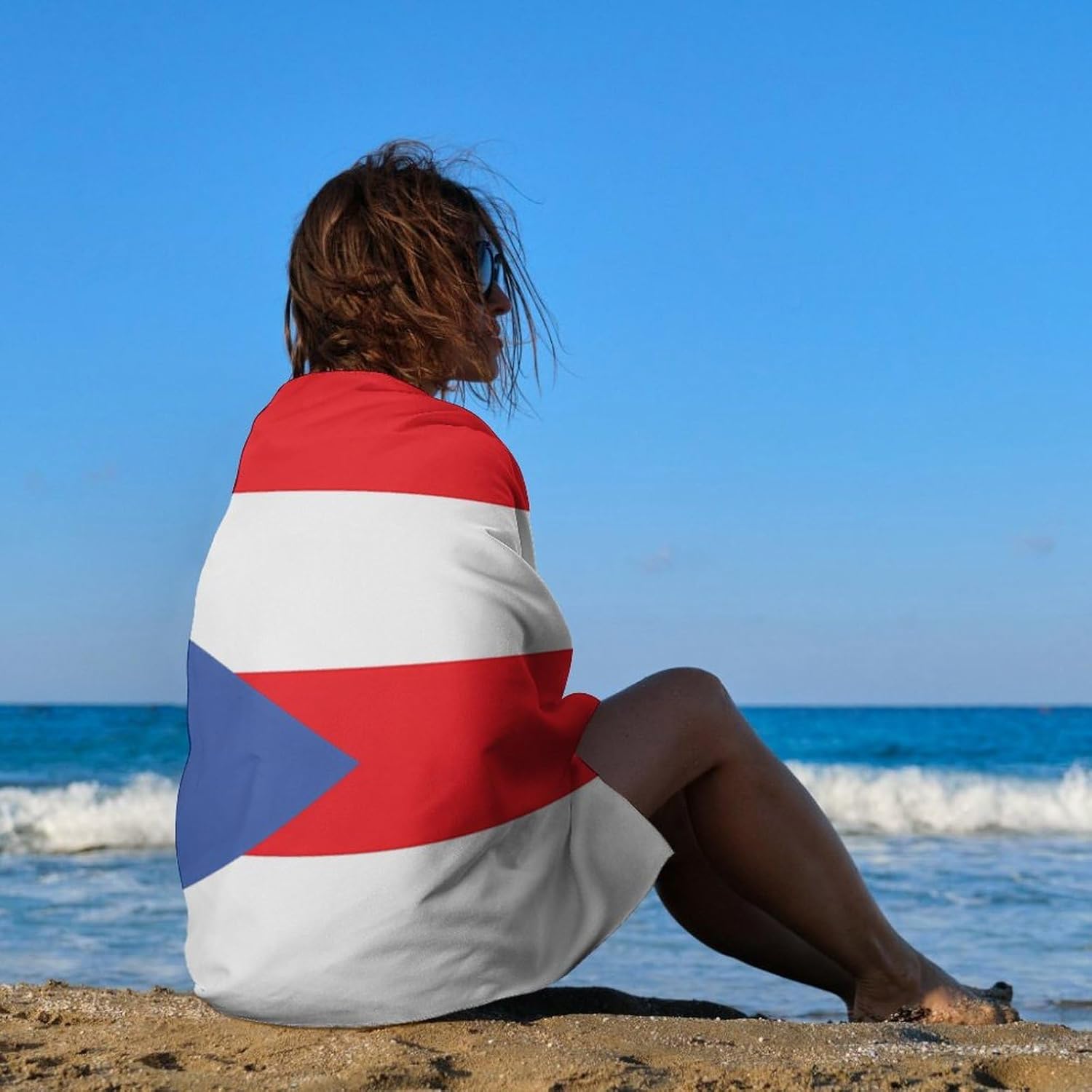 P.R. Flag Island Oversized Beach Towel Soft Absorbent Pool Bath Swim Towels for Adults Travel Vacation Gifts 130x80cm