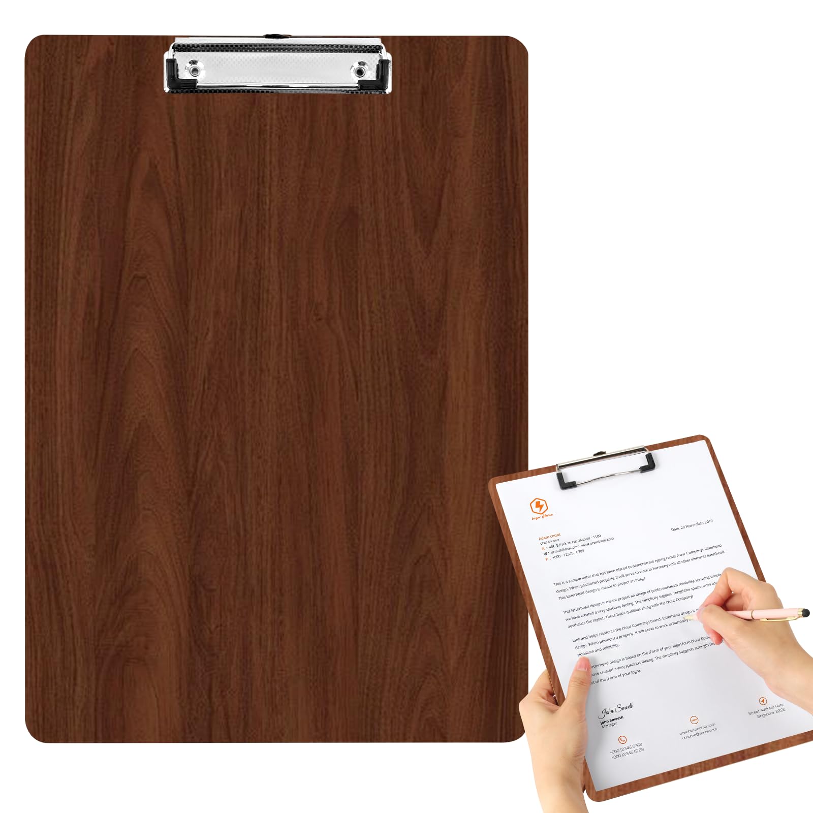 Portablocco in legno, formato A4, con morsetto in metallo, portablocco in legno, per ufficio, per lavoro, disegno, studio, piastra di scrittura per ufficio