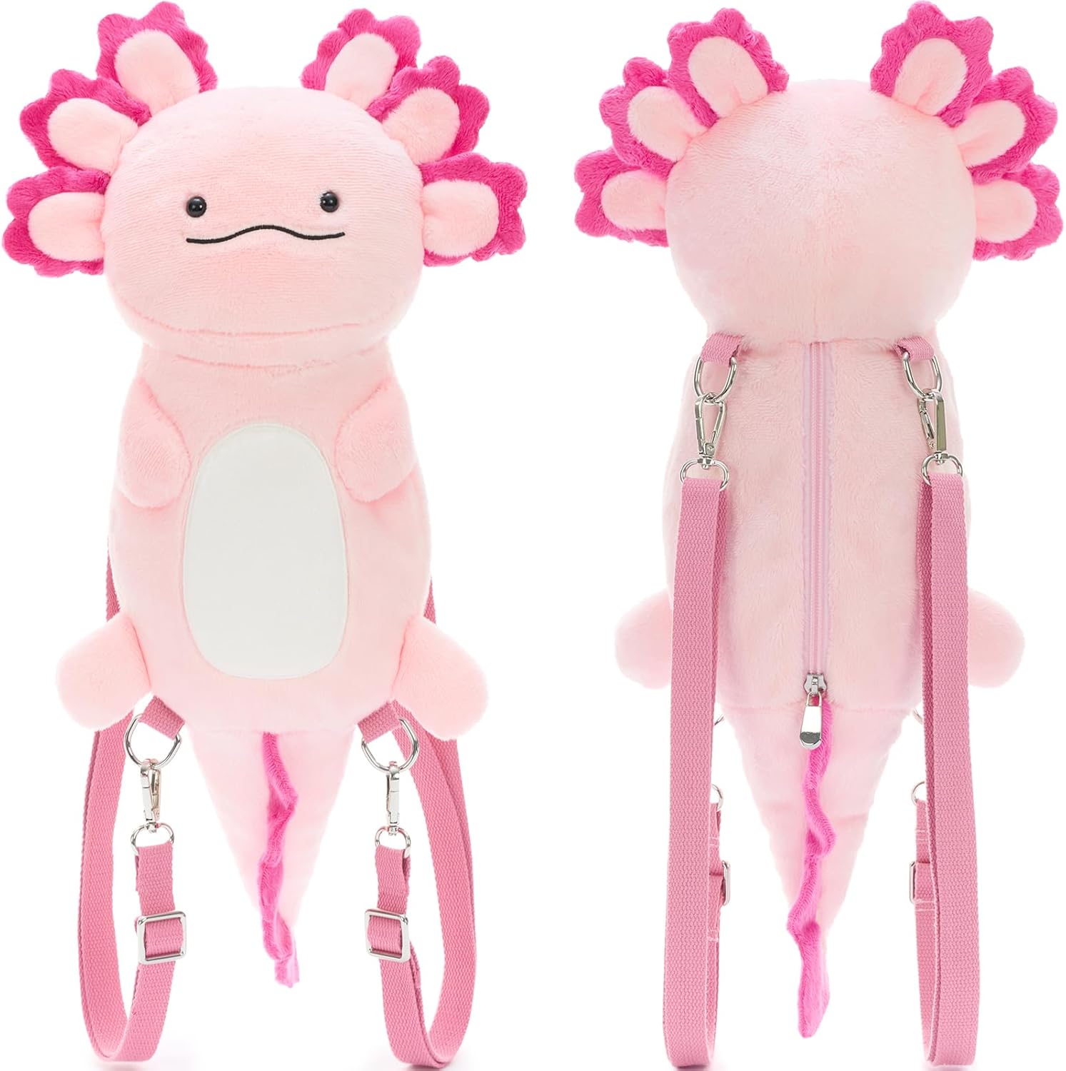 MaoGoLan Axolotl Plush Backpack with 3 Small Axolotl Stuffed Animals Inside,20" Pink Salamander Toy Bag with Adjustable Straps,Ultra Soft Stuffed Backpack Gift for Amphibians Lover,Kids,Girls,Boys - Image 6
