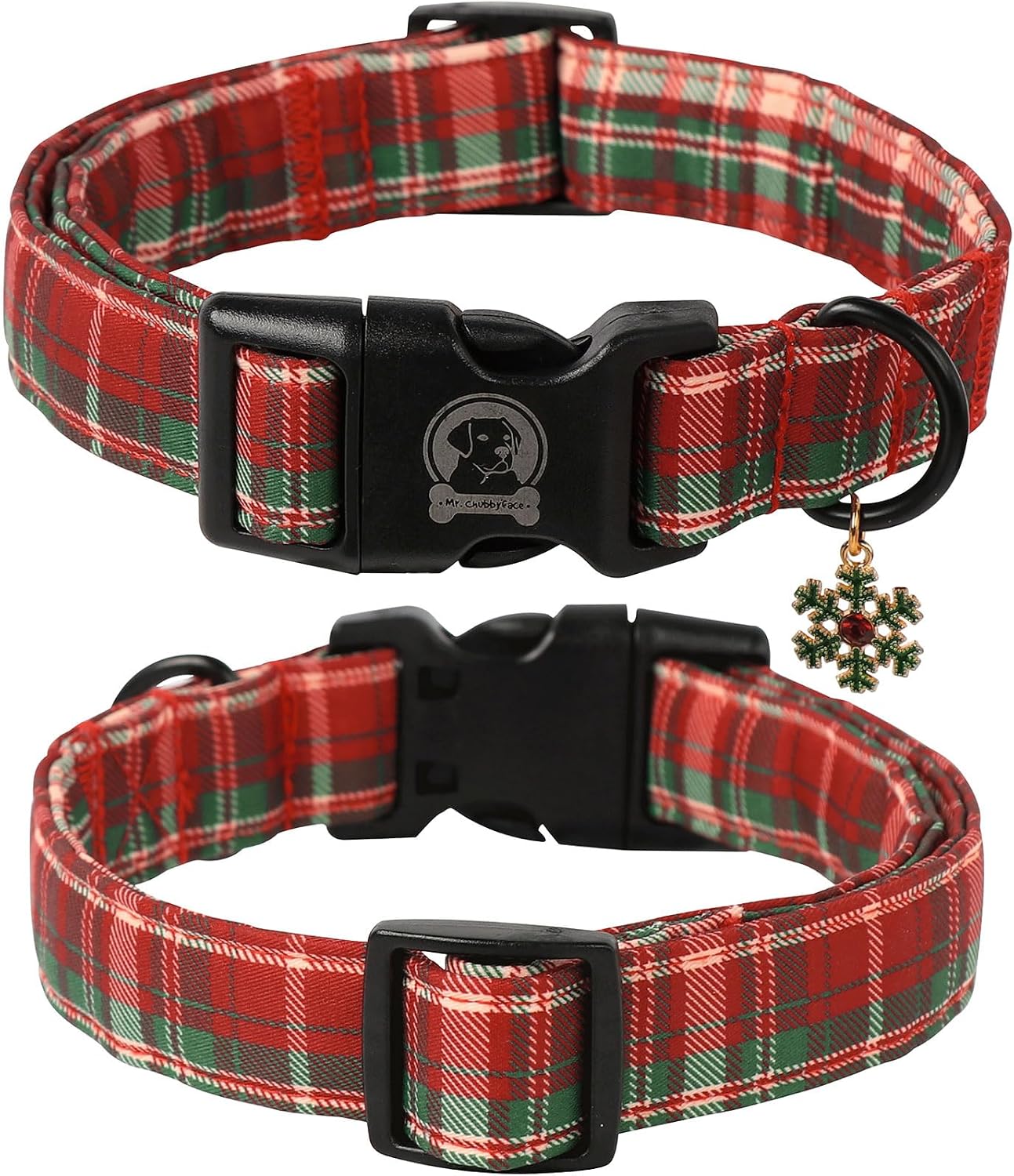 Christmas Red Plaid Dog Collar, Classic Red Checked Puppy Collar with Adjustable Quick Release Buckle, Cute Christmas Necklace Pet Collar for Small Medium Large Dogs image 2