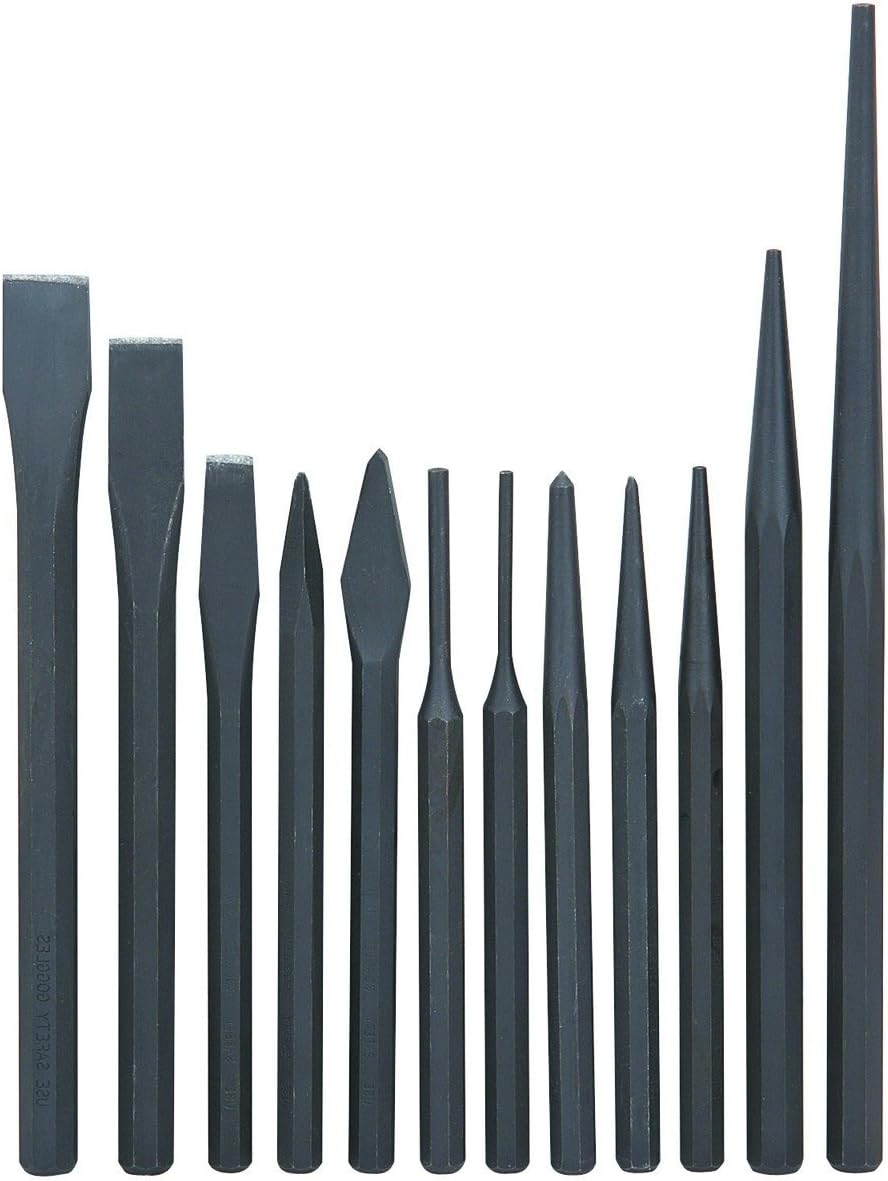 (Set of 12) Hex Shape Punch & Chisel Tool Set for marking, punching, scoring and cutting jobs