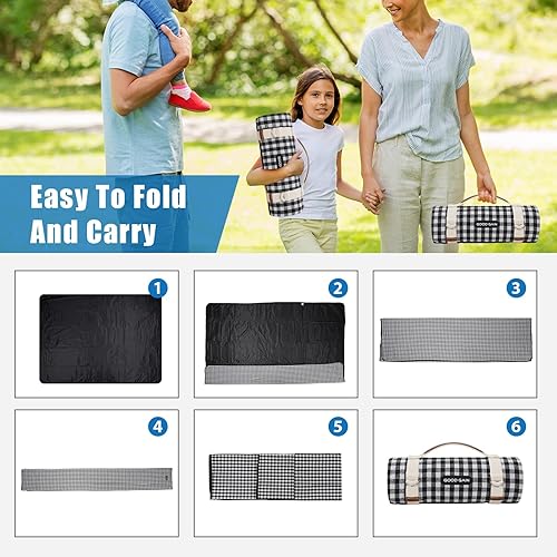 Miniatura 6 de Good Gain - Manta de pícnic impermeable portátil con correa de transporte para manta de playa o fiesta de campamento al aire libre, grande y