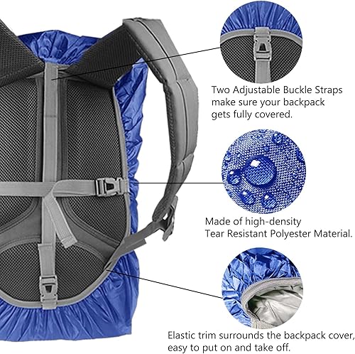 Miniatura 28 de Frelaxy Mochila impermeable para lluvia, nivel impermeable de 0.394 in, estructura multicapa ultra fuerte, correa de hebilla cruzada antideslizante