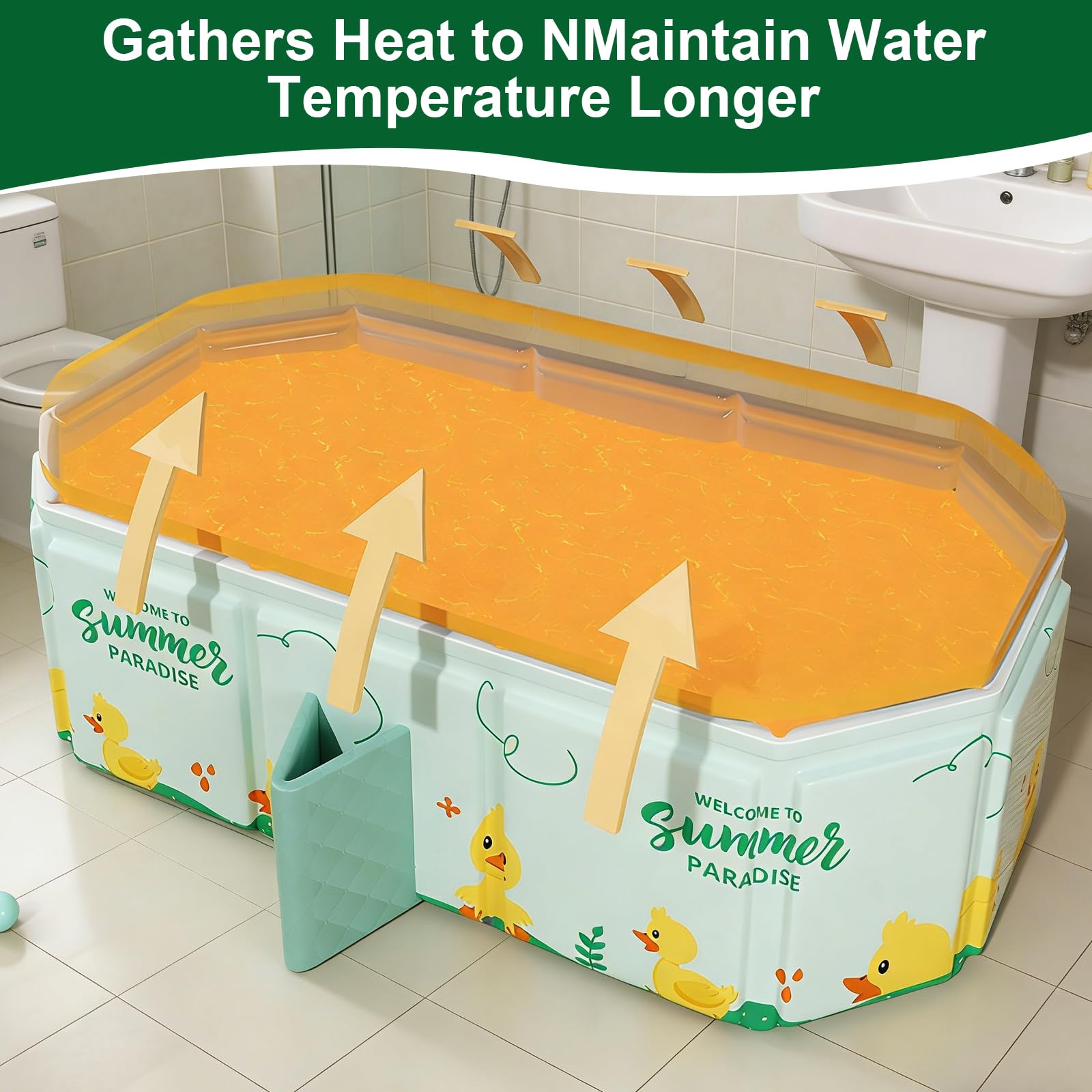 Vasca da Bagno Pieghevole per Bambini, Adatta da 0 a 8 Anni, Multiuso e Salvaspazio, Vaschetta Bagnetto Neonato Pieghevole con Tappo di Scolo, Vasca da Bagno Portatile per Bambini (blu) - 4