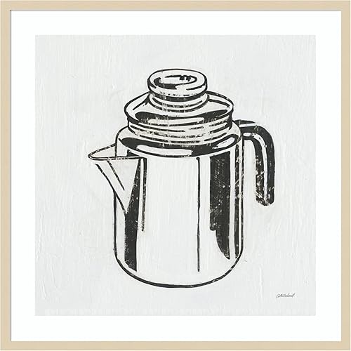 Miniatura 8 de Amanti Art Lienzo decorativo para pared enmarcado de 24 x 24 pulgadas, cafetera retro (cocina) por Kathrine Lovell, arte de pared de cocina, Búho