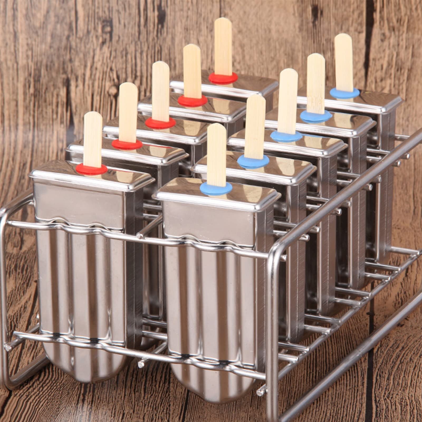 Moldes de acero inoxidable for paletas helado, soporte for palitos(Multicolor)