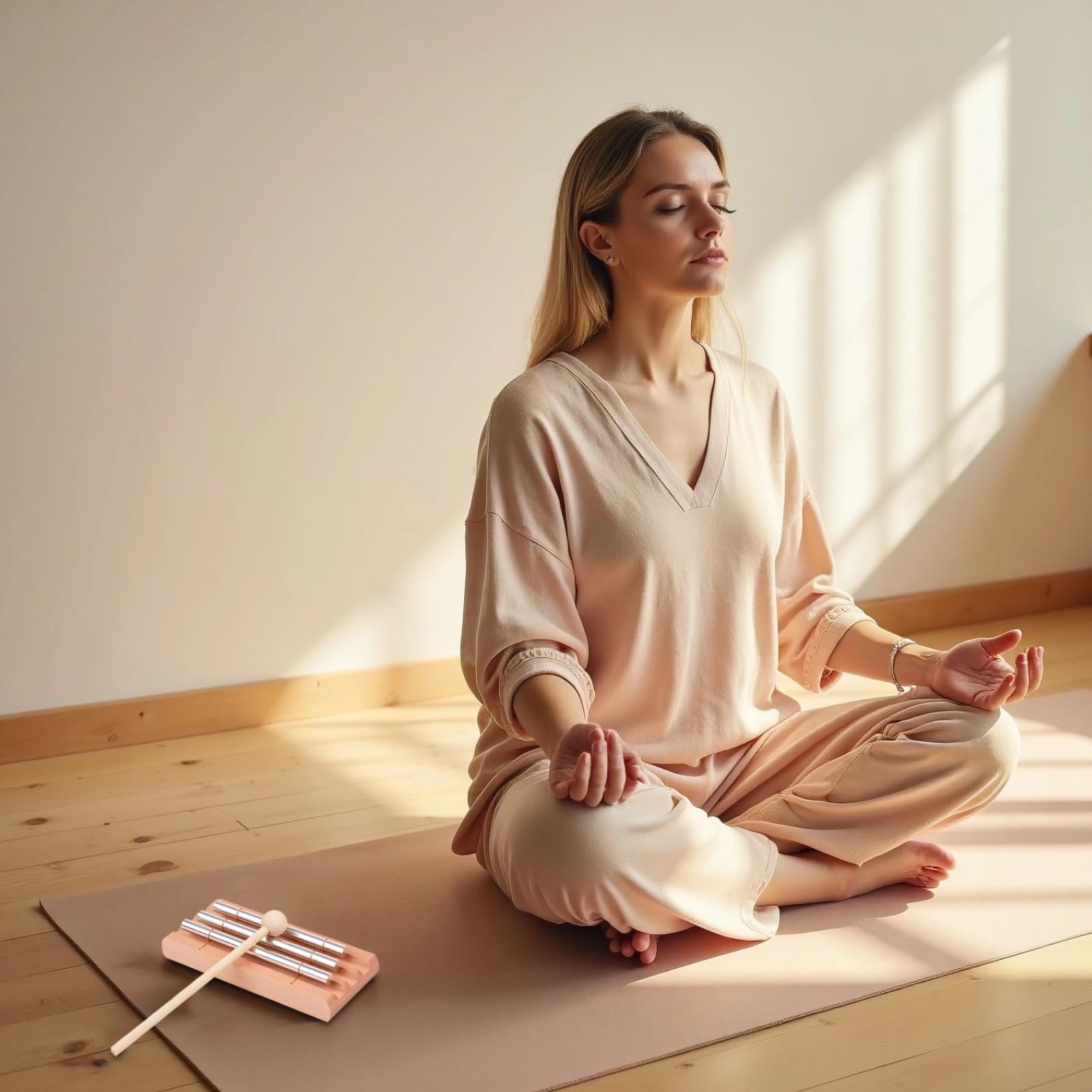 2 strumenti a percussione, due toni e tre toni, con tubi in metallo e base in legno, blocco sonoro per meditazione, percussione, per la concentrazione, campana per aula