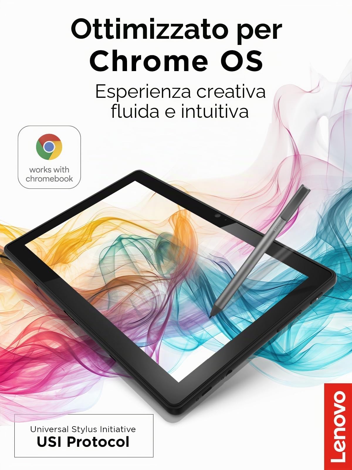 Lenovo GX81B10212 USI-Pen Pennino, Chrome OS (USI Protocollo), Solo Chromebook Compatibile, Grigio