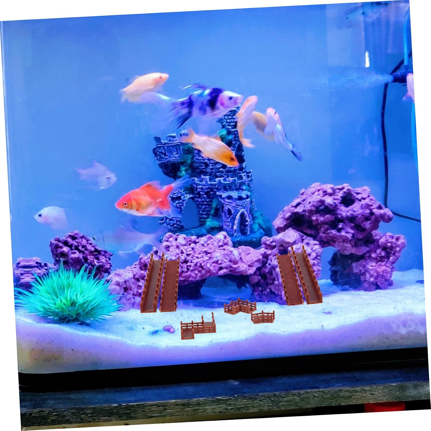 VANZACK Ancient Architecture Model with Extended Stairs Versatile Plastic Craftsmanship for Fish Tanks Terrariums and Landscapes Complete of Pathways and Accessories for Scene Creation