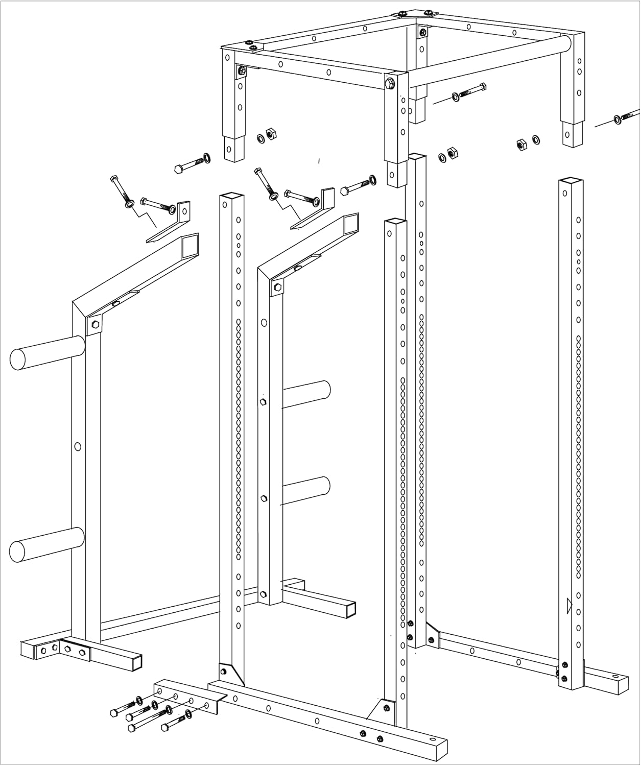 Primal Fit Gear Power Cage, 800lbs Capacity Strength Training Power Cage for Weightlifting and Fitness Exercises, Optional Weight Hanger Rear Extension and Height Extension : Sports & Outdoors