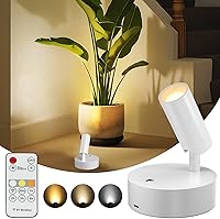 Lightupyourlife Wireless Rechargeable LED Spotlight Indoor - Remote Dimmable, 350° Adjustable for Plants, Artwork, Pictures - White
