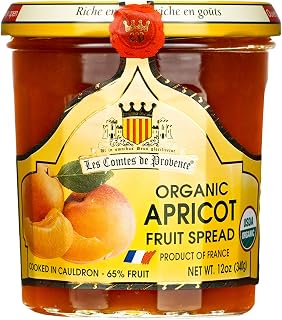 USDA Organic Apricot Jam by MARKYS - 12oz French Provence Preserve, Traditional, Non-GMO Gluten-Free