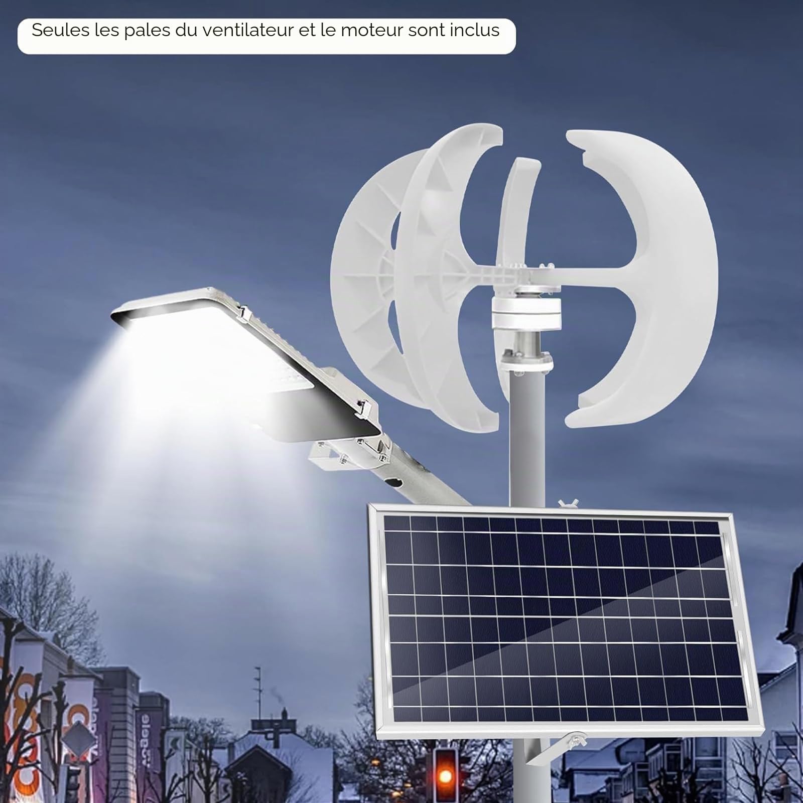Générateur D'éolienne 10000W 12V/24V/48V/110V/220V Générateur Vertical à 5 ​​pales Kit D'éolienne à Aimant Permanent Triphasé AC avec Contrôleur, pour Maison/Bateau/Chalet/Camping-Car,White220V