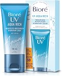 Bioré UV Aqua Rich Weightless Moisturizer with SPF 50 | Dermatologist Tested Face Cream with Invisible UV Protection | 50mL | Made in Canada