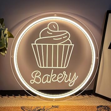 Bakery Neon Sign for Wall Decor Dimmable LED Neon Light Cake Bread Light Up Signs for Business Dessert Food Shop Restaurant Coffee Bar Birthday Party Decoration