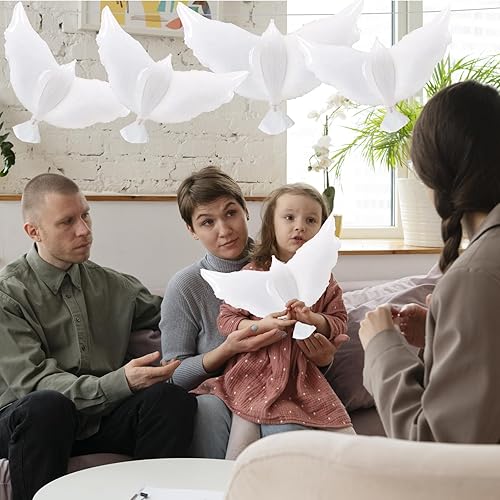 Miniatura 8 de 12 globos blancos grandes de 36 pulgadas de paloma de la paz de papel de aluminio, globos de paloma de pájaro para boda, compromiso, funerarios,