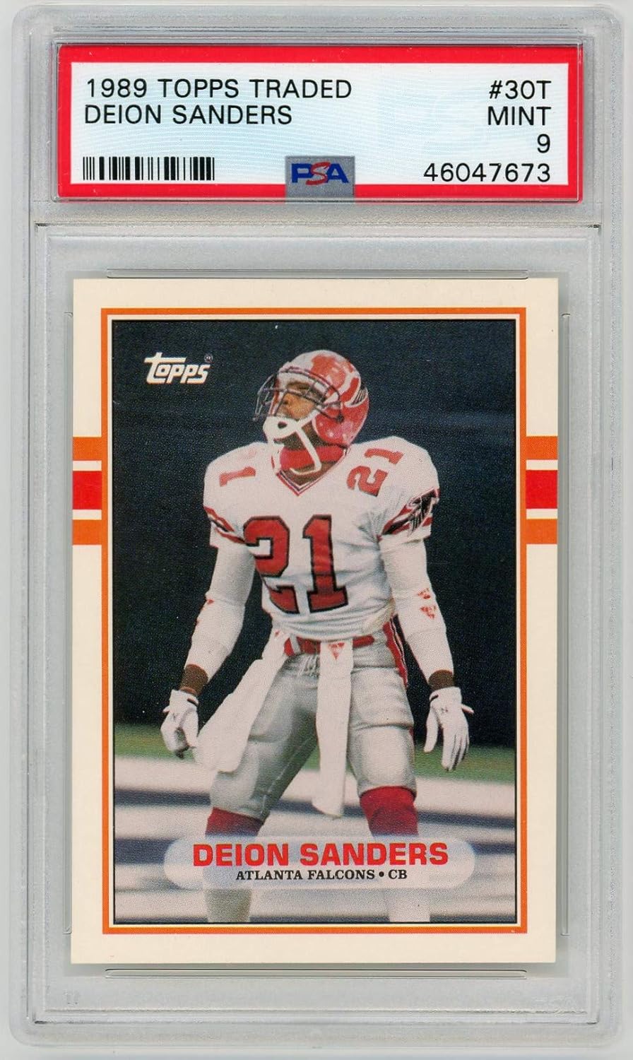Deion Sanders 1989 Topps Traded Rookie Card #30T Graded PSA 9 (Cert #46047673)