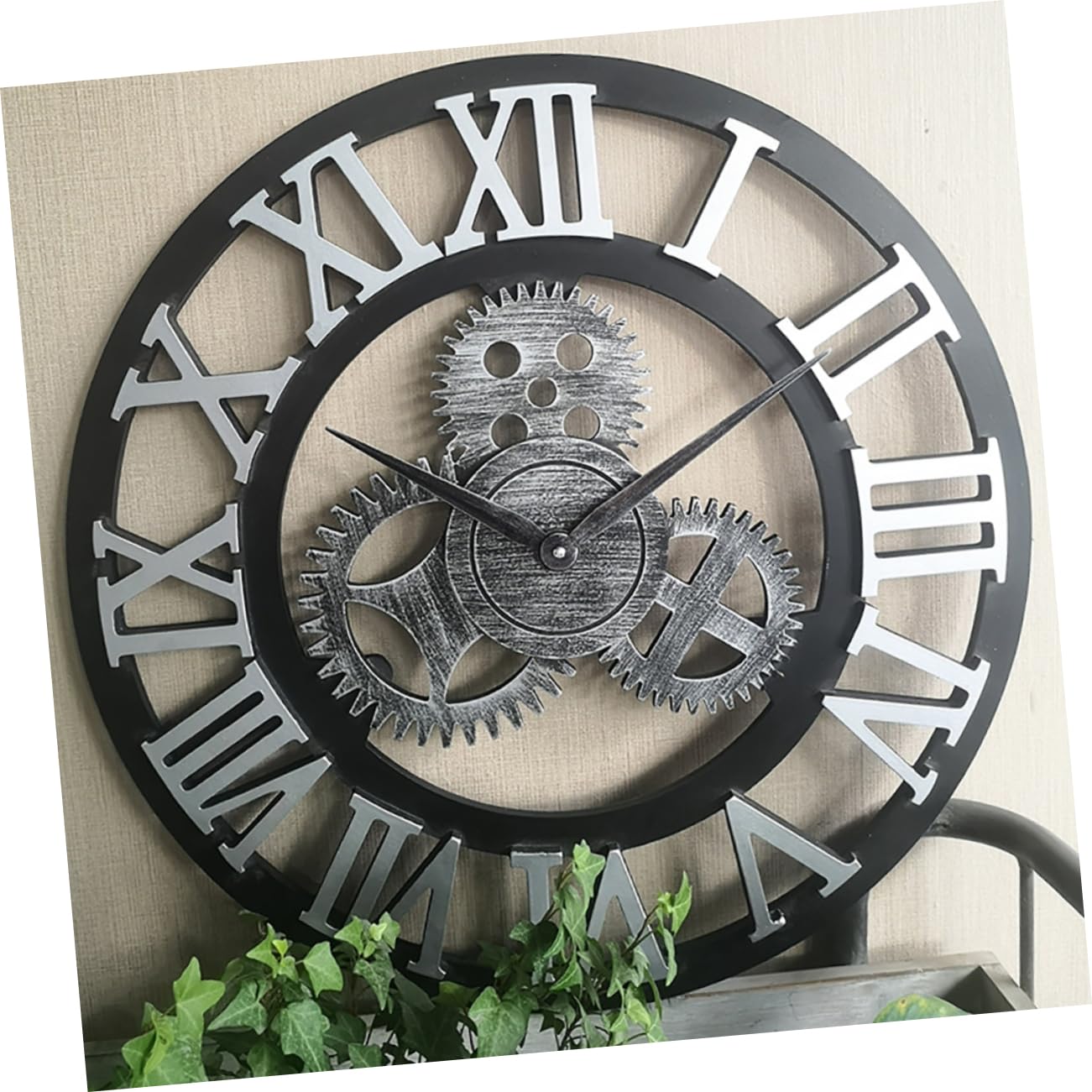 Cabilock Retro Wanduhr mit Zahnradmotiv 34cm im Industriestil