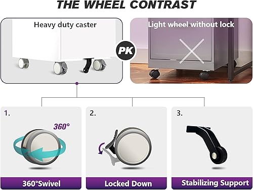 Miniatura 42 de Archivador móvil de 2 cajones con cerradura, archivadores de oficina para debajo del escritorio, archivador pequeño totalmente montado excepto Negro