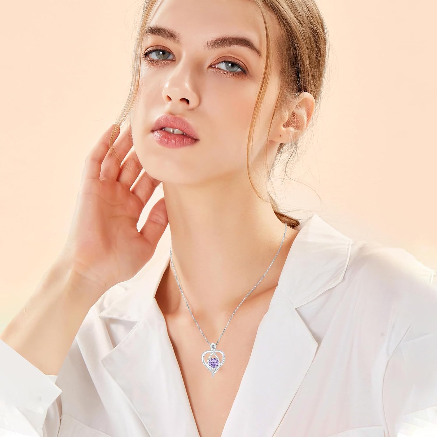 925 Sterling Silver Infinity Heart Necklace for Women, Rhodium Plated Cubic Zirconia Pendant Gift for Girlfriend Wife Mom - Anniversary Valentine's Day Birthday Present with Elegant Gift Box