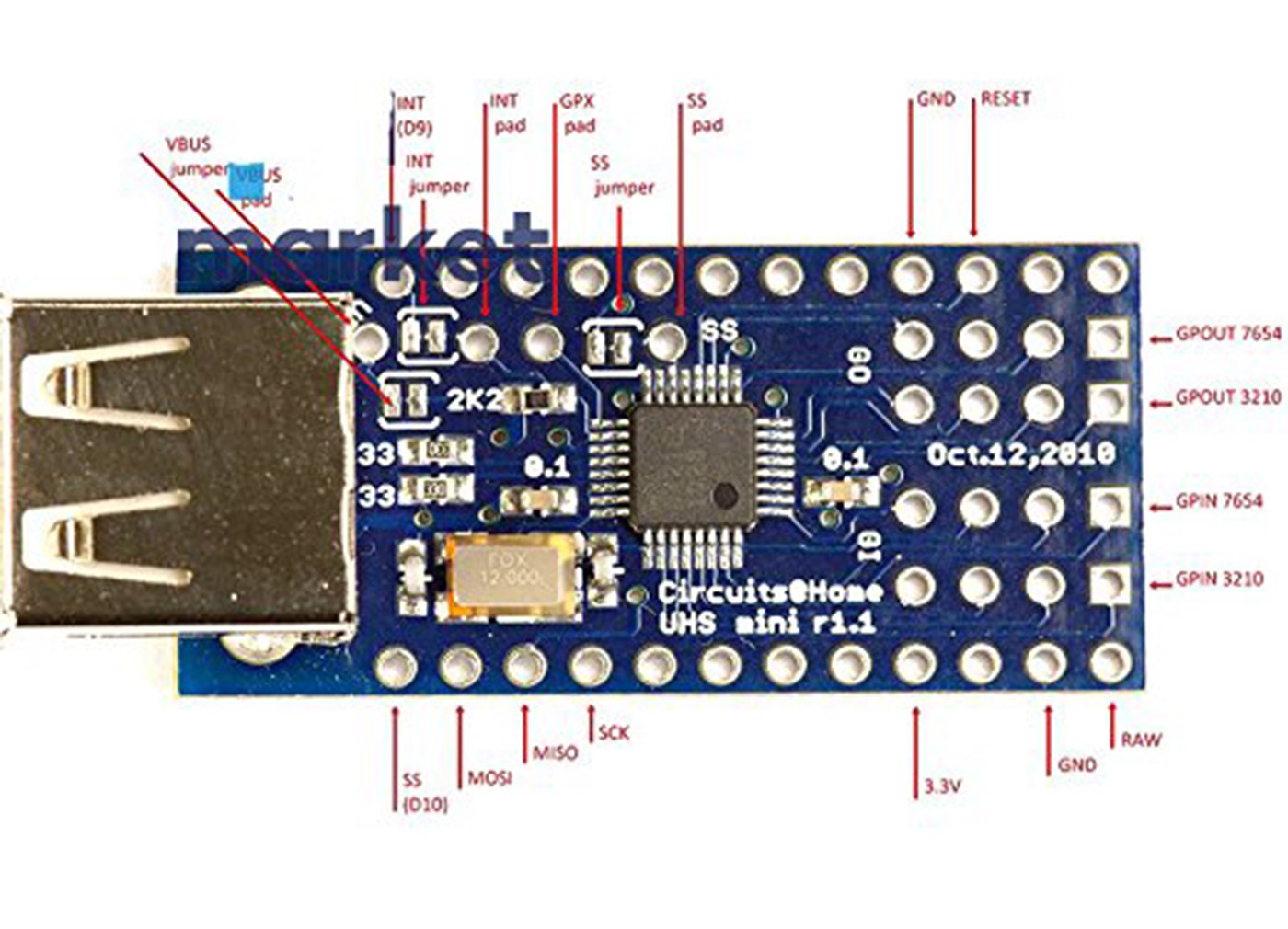 HiLetgo USB Host Shield 2.0 ADK USB Host Shield Support Google Android ADK for Arduino UNO MEGA Duemilanove