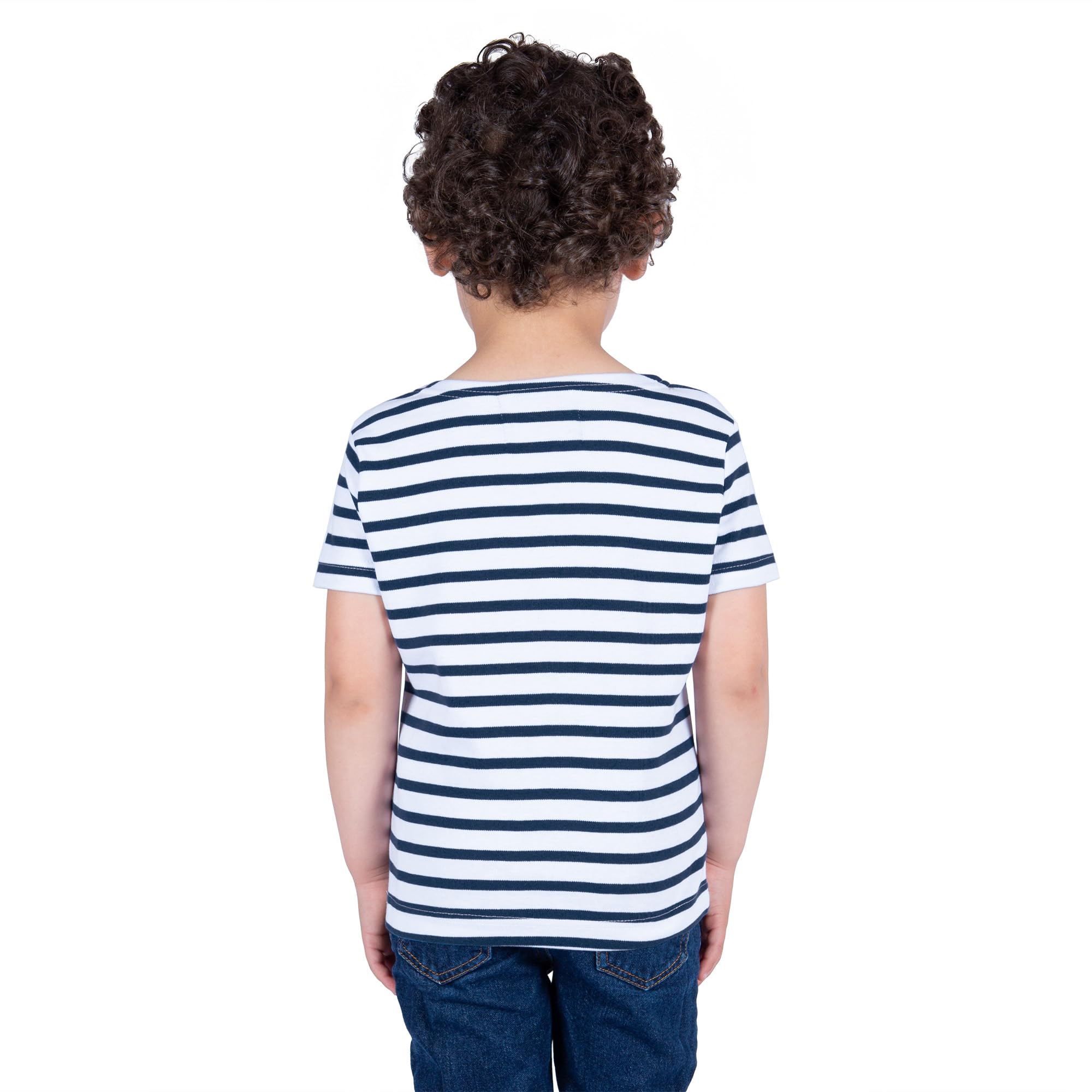 Breizh Ocean - Marinière Coton Bio - de 1 à 14 Ans - Création Française GARLAN Enfant - Tee Shirt Enfant Garcon ou Fille Manches Courtes - Vetement Bebe Garçon et Fille à Rayures