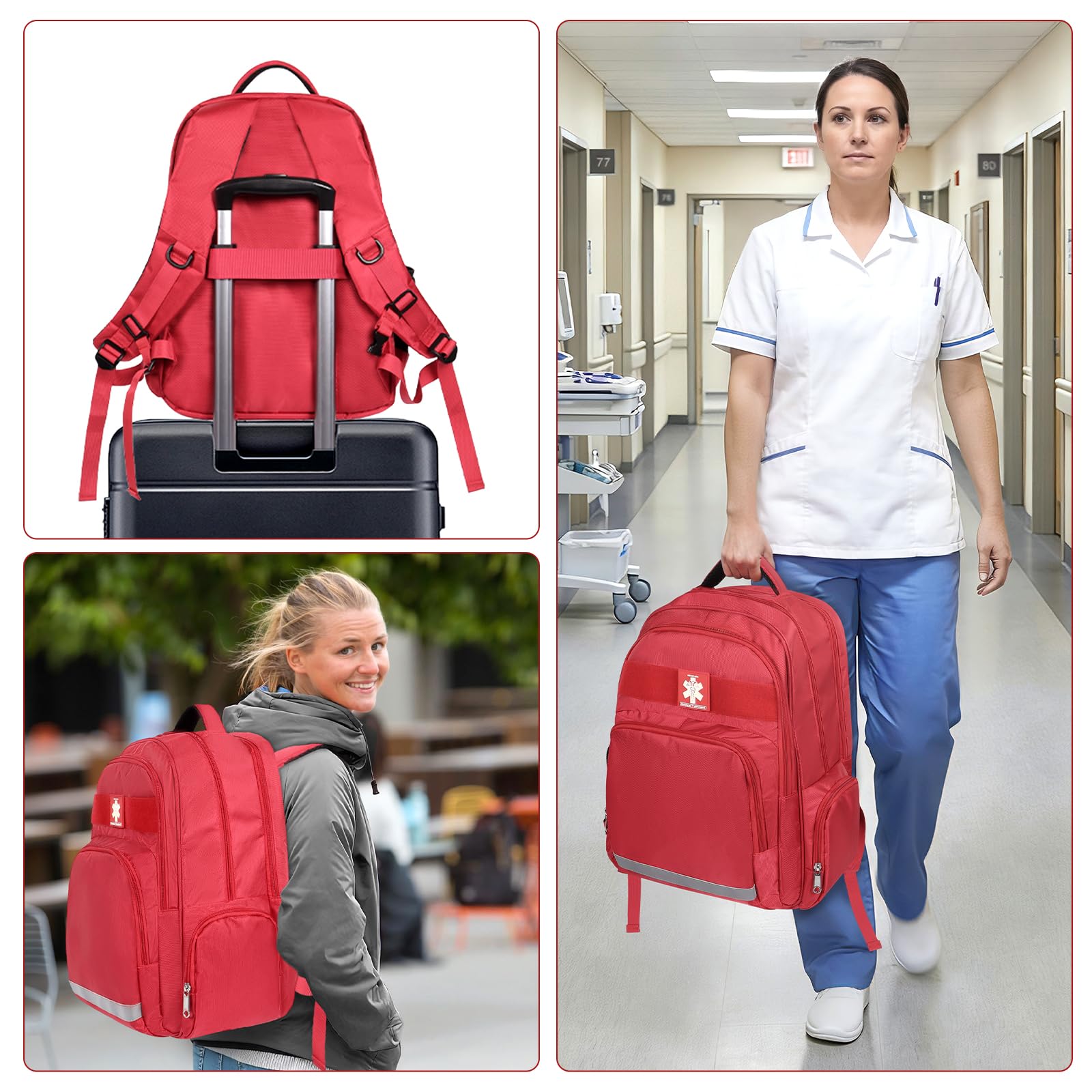 Gatycallaty Emt Erste-Hilfe-Rucksack, leer, Ems, Notfall, Zuhause, Gesundheit, Wandern, Trauma, Reisen, Camping, Rot, 2 Stück