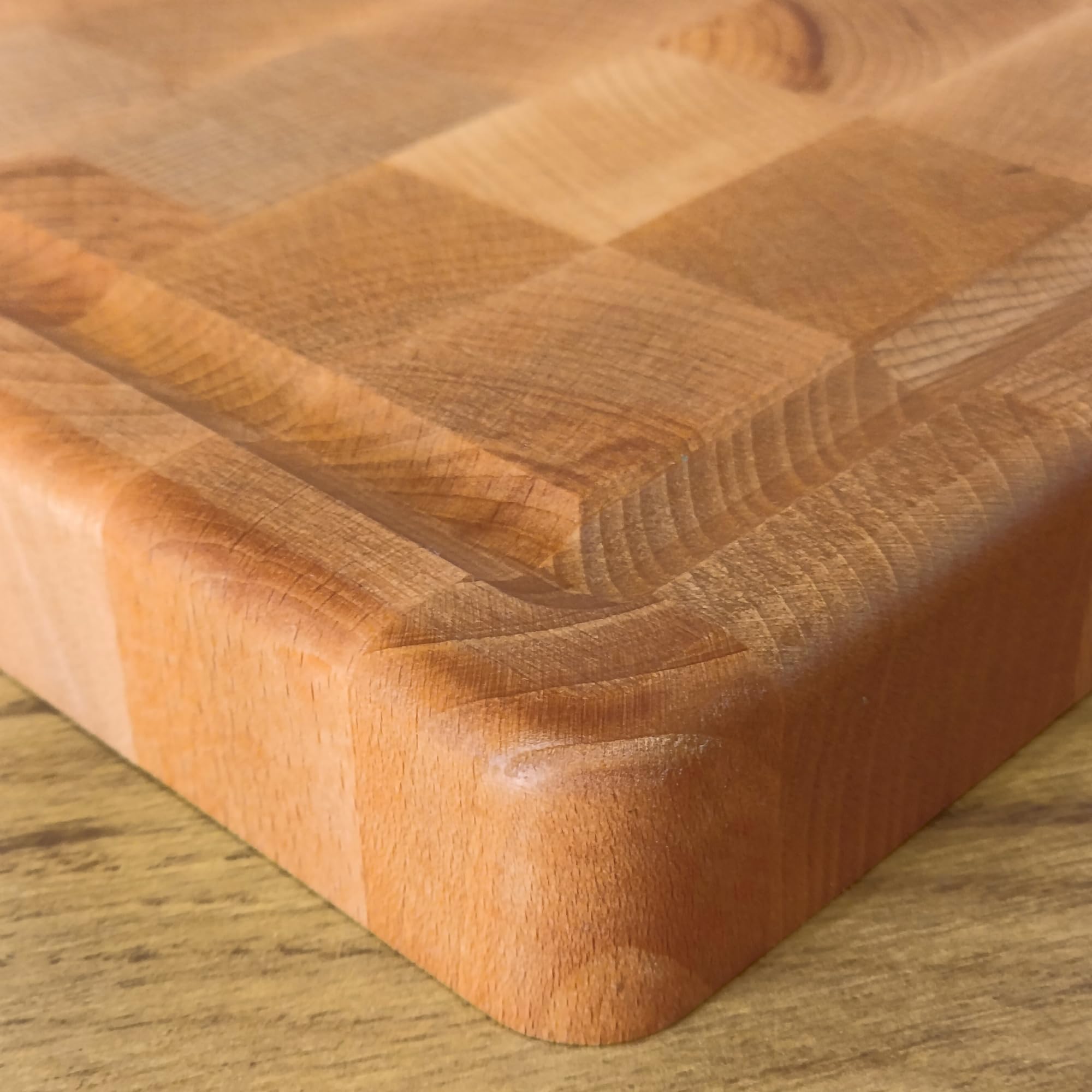 INNOVAHOME Deska Sztorcowa do Krojenia z Litego Drewna Dębowego, Masywny Blok Rzeźniczy 40x28x3 cm, Nie Tępi Noży, z Rowkiem na Soki