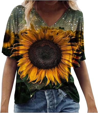 Blusas y Blusas para Mujer Elegantes Tallas Grandes Camisa con Estampado de  Flores Túnicas Camiseta de Verano, at Amazon Women's Clothing store
