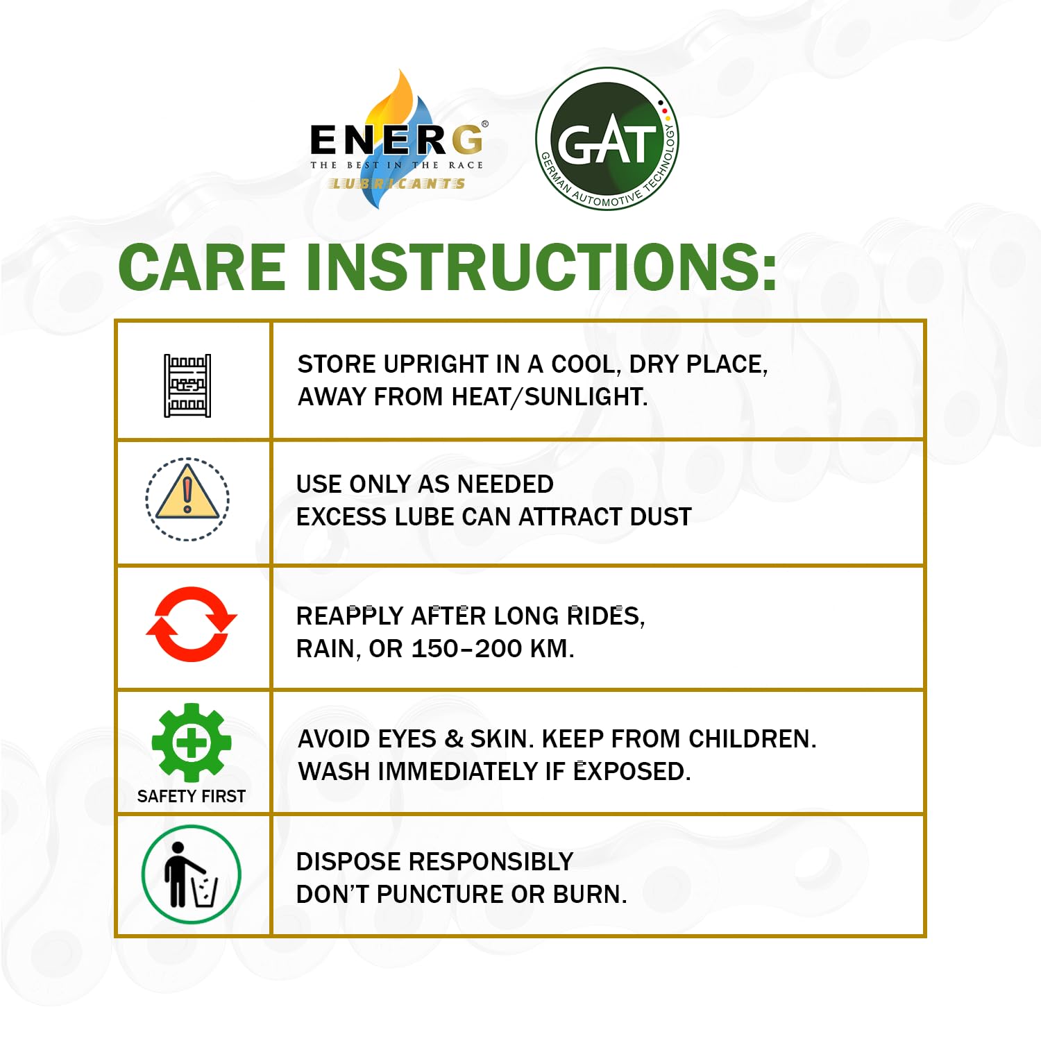 ENERG G1 Bike Chain Lube Spray 150ml 4