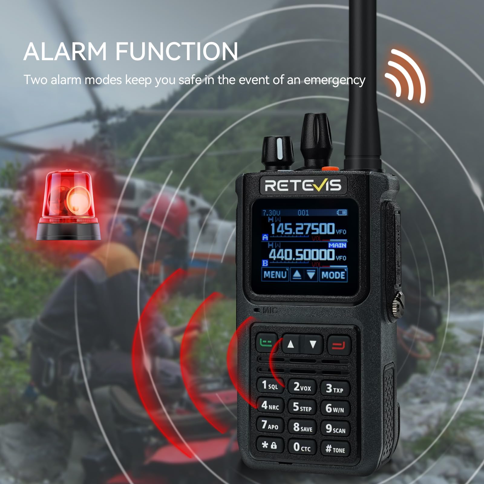 Retevis C1 Walkie Talkie Dalekiego Zasięgu, Krótkofalówka Wodoszczelna IP67, Alarmem Wwaryjnym, 5W, USB C 1800 mAh, Krótkofalówki Profesjonalne dla Ratownictwa Leśnego (Czarny, 2 szt)