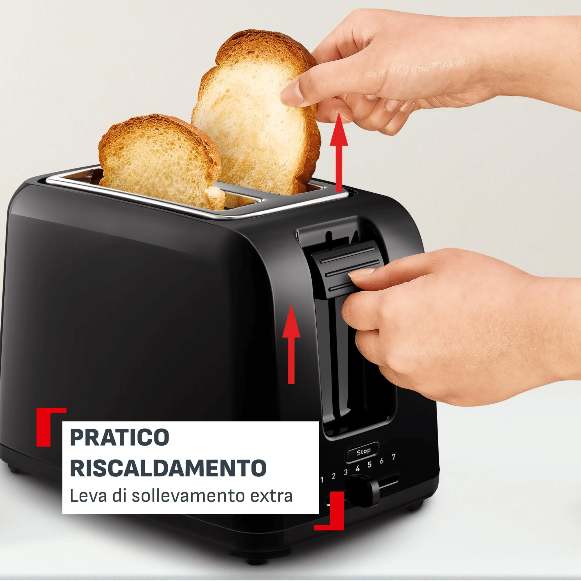 Tefal Vita, Tostapane 2 Fette Con Scaldapanini, Extra Lift, 7 Livelli Di Doratura, Nero, TT1A2810