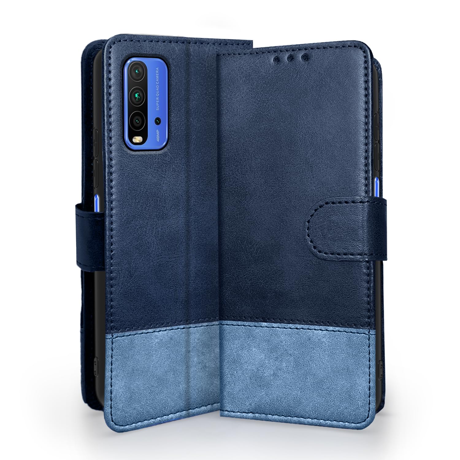 Pikkme Mi Redmi 9 Power Flip Cover | Dual-Tone PU Leather Finish | Wallet Style & Stand | Magnetic Flip Case for Mi Redmi 9 Power (Navy & Light Blue) (B0CQXQW8LR) Amazon Price History, Amazon Price Tracker