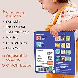 Cali\'s Books Halloween Books for Kids - Glow in The Dark Musical Book for Toddlers 1-3, Halloween Toys Singing Music Book, USB-C Rechargeable Baby Nursery Rhymes Learning Song Toy for 2 Year Old