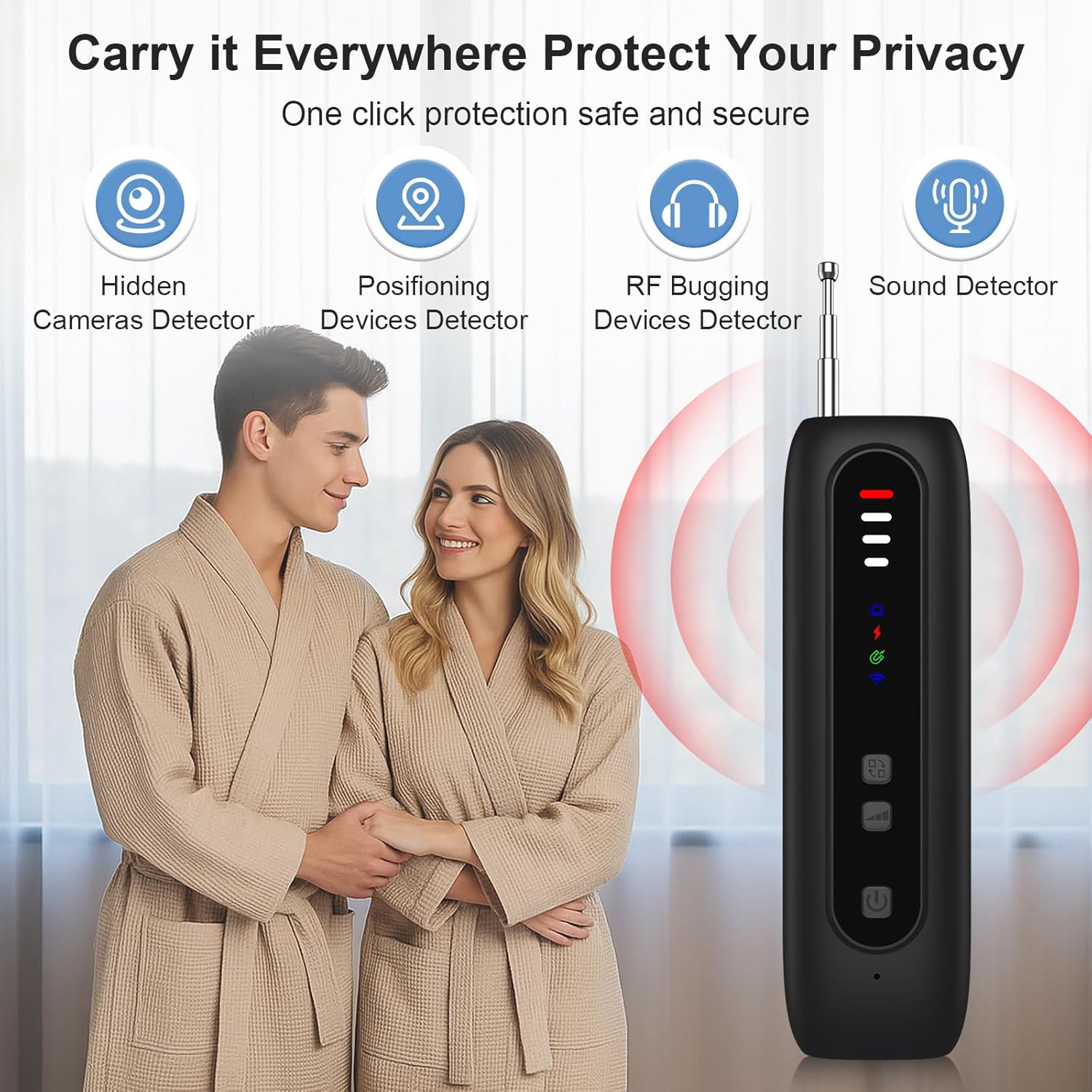 Hidden Camera Detector - 2025 Upgrated Camera Detector, Hidden Device GPS Detector, Bug Detector, Camera Detector for Hotels, Travel, Office, Adjustable Level Sensitivity - Image 4