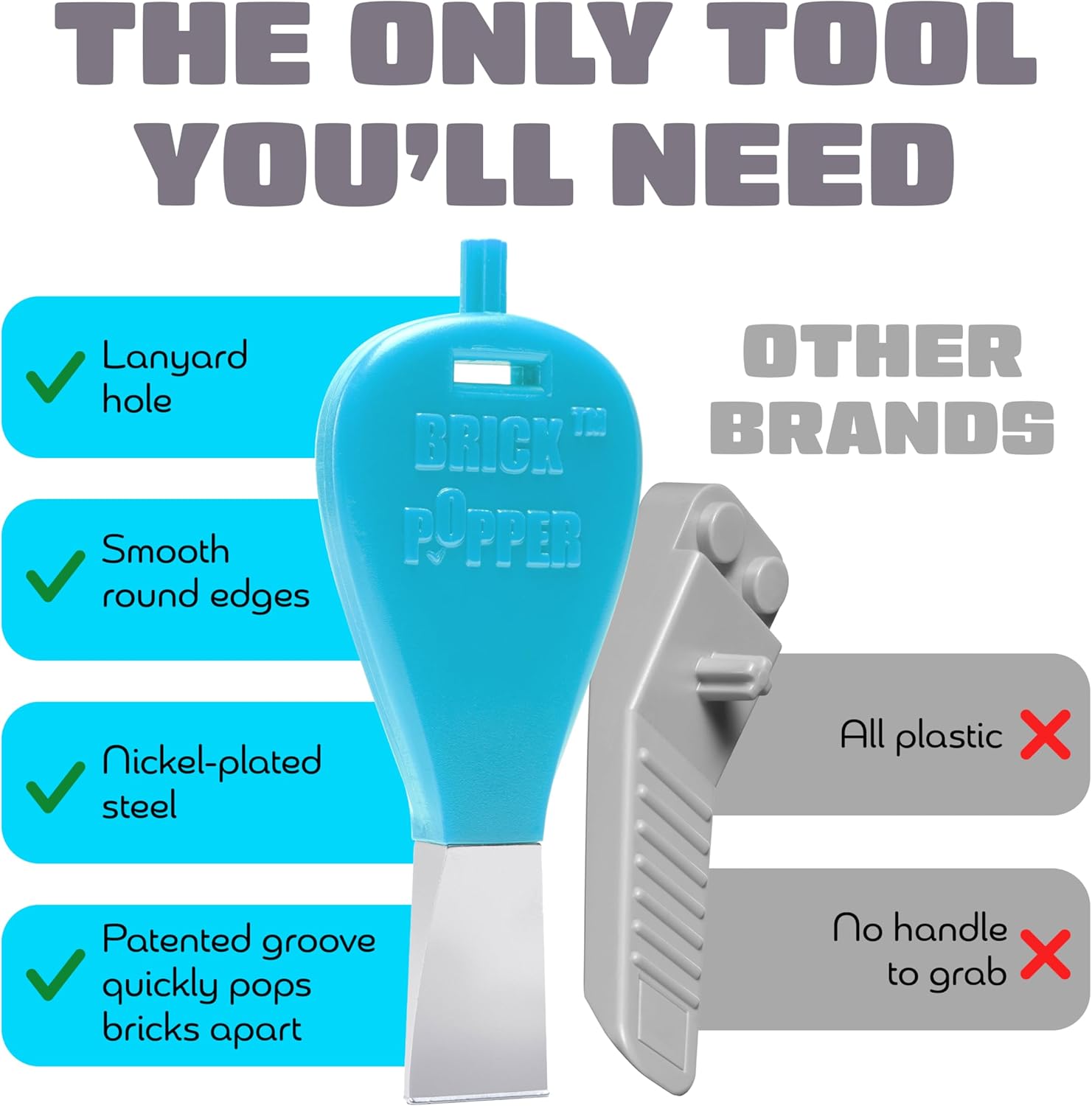 Brick Popper - World's Fastest Separator Tool - Efficient Remover for Kids and Adults - Perfect for Ages 6 and Up - Essential Tool (Light Blue)