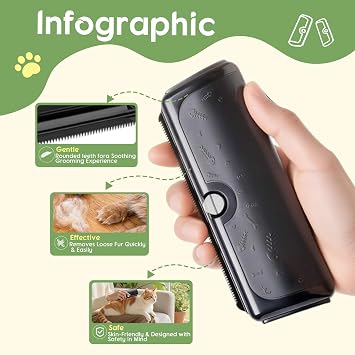 Deshedding Brush for Dogs & Cats – Gentle Wide Stainless Steel Comb, Pain-Free Undercoat Grooming Brush for Long & Medium coats Pets to Cut Down Shedding(Color: Black)