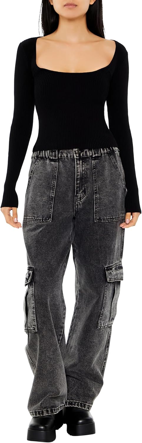 Forever 21 Womens Cropped Rib-Knit Sweater - Image 2