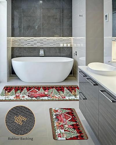 Miniatura 5 de Tapete de baño de Navidad a cuadros para bañera, antideslizante, de secado rápido y absorbente, tierra de diatomeas, fregadero, dormitorio, cocina,
