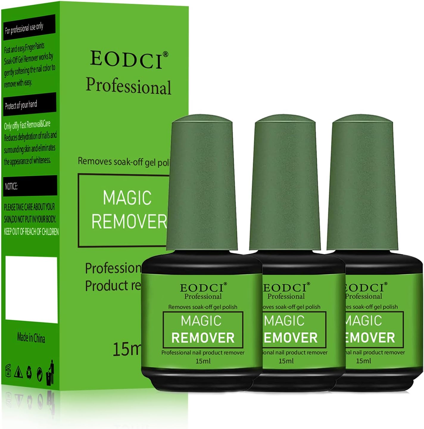 Eodci 3Pcs Magic Nail Polish Remover, Soak-Off Quick,Quickly & Easily Professional Remove Gel Nail Polish, Gel Polish Remover for Nails